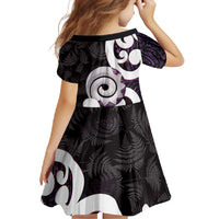 Aotearoa Koru Family Matching Short Sleeve Bodycon Dress and Hawaiian Shirt Purple Maori Paua Shell Mix Silver Fern
