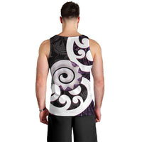 Aotearoa Koru Men Tank Top Purple Maori Paua Shell Mix Silver Fern
