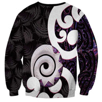 Aotearoa Koru Sweatshirt Purple Maori Paua Shell Mix Silver Fern