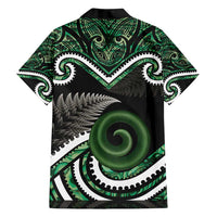 Koru Pounamu Aotearoa Family Matching Off Shoulder Maxi Dress and Hawaiian Shirt Maori Paua Shell Mix Silver Fern LT14 - Polynesian Pride