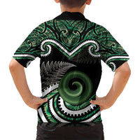 Koru Pounamu Aotearoa Family Matching Puletasi and Hawaiian Shirt Maori Paua Shell Mix Silver Fern LT14 - Polynesian Pride