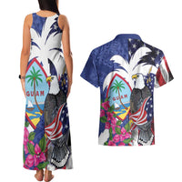 United States Guam Couples Matching Tank Maxi Dress and Hawaiian Shirt USA Eagle Guahan Seal Bougainvillea LT14 - Polynesian Pride