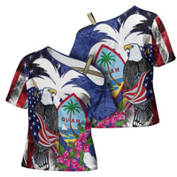 United States Guam Cross Shoulder Shirt USA Eagle Guahan Seal Bougainvillea - Polynesian Pride