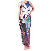 United States Guam Family Matching Tank Maxi Dress and Hawaiian Shirt USA Eagle Guahan Seal Bougainvillea LT14 Mom's Dress Blue - Polynesian Pride