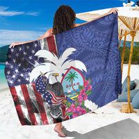 United States Guam Sarong USA Eagle Guahan Seal Bougainvillea LT14 One Size 44 x 66 inches Blue - Polynesian Pride