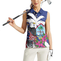 United States Guam Women Sleeveless Polo Shirt USA Eagle Guahan Seal Bougainvillea LT14 - Polynesian Pride