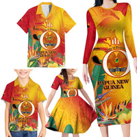 Papua New Guinea Independence Day Family Matching Long Sleeve Bodycon Dress and Hawaiian Shirt 50th Anniversary Unity in Diversity LT14 - Polynesian Pride