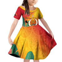Papua New Guinea Independence Day Family Matching Off Shoulder Short Dress and Hawaiian Shirt 50th Anniversary Unity in Diversity LT14 Daughter's Dress Red - Polynesian Pride