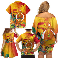 Papua New Guinea Independence Day Family Matching Off Shoulder Short Dress and Hawaiian Shirt 50th Anniversary Unity in Diversity LT14 - Polynesian Pride