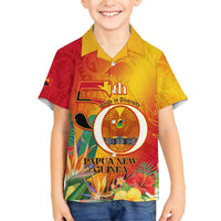 Papua New Guinea Independence Day Family Matching Off Shoulder Short Dress and Hawaiian Shirt 50th Anniversary Unity in Diversity LT14 Son's Shirt Red - Polynesian Pride