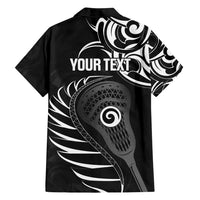 Personalised New Zealand Silver Fern Lacrosse Family Matching Off Shoulder Maxi Dress and Hawaiian Shirt Aotearoa Maori Pattern LT14 - Polynesian Pride