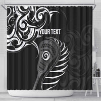 Personalised New Zealand Silver Fern Lacrosse Shower Curtain Aotearoa Maori Pattern LT14 - Polynesian Pride