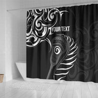 Personalised New Zealand Silver Fern Lacrosse Shower Curtain Aotearoa Maori Pattern LT14 - Polynesian Pride