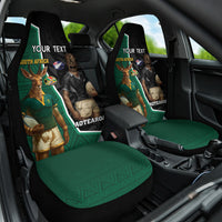 Personalised New Zealand And South Africa Rugby Car Seat Cover 2024 All Black Springboks Mascots Together LT14 One Size Green - Polynesian Pride