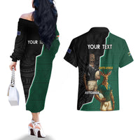 Personalised New Zealand And South Africa Rugby Couples Matching Off The Shoulder Long Sleeve Dress and Hawaiian Shirt 2024 All Black Springboks Mascots Together LT14 - Polynesian Pride