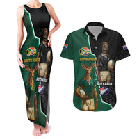 Personalised New Zealand And South Africa Rugby Couples Matching Tank Maxi Dress and Hawaiian Shirt 2024 All Black Springboks Mascots Together LT14 Green - Polynesian Pride
