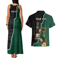 Personalised New Zealand And South Africa Rugby Couples Matching Tank Maxi Dress and Hawaiian Shirt 2024 All Black Springboks Mascots Together LT14 - Polynesian Pride