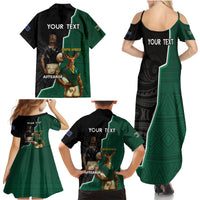 Personalised New Zealand And South Africa Rugby Family Matching Summer Maxi Dress and Hawaiian Shirt 2024 All Black Springboks Mascots Together LT14 - Polynesian Pride