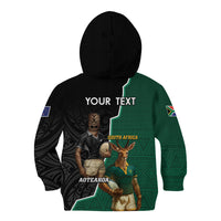 Personalised New Zealand And South Africa Rugby Kid Hoodie 2024 All Black Springboks Mascots Together LT14 - Polynesian Pride