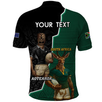 Personalised New Zealand And South Africa Rugby Polo Shirt 2024 All Black Springboks Mascots Together LT14 - Polynesian Pride