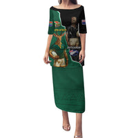 Personalised New Zealand And South Africa Rugby Puletasi 2024 All Black Springboks Mascots Together LT14 Long Dress Green - Polynesian Pride