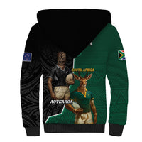 Personalised New Zealand And South Africa Rugby Sherpa Hoodie 2024 All Black Springboks Mascots Together LT14 - Polynesian Pride