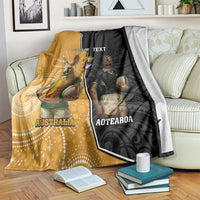 Personalised New Zealand And Australia Rugby Blanket 2024 All Black Wallabies Mascots Together LT14 Black - Polynesian Pride