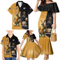 Personalised New Zealand And Australia Rugby Family Matching Mermaid Dress and Hawaiian Shirt 2024 All Black Wallabies Mascots Together LT14 - Polynesian Pride