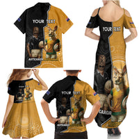 Personalised New Zealand And Australia Rugby Family Matching Summer Maxi Dress and Hawaiian Shirt 2024 All Black Wallabies Mascots Together LT14 - Polynesian Pride