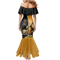Personalised New Zealand And Australia Rugby Mermaid Dress 2024 All Black Wallabies Mascots Together LT14 - Polynesian Pride