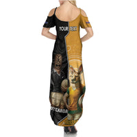 Personalised New Zealand And Australia Rugby Summer Maxi Dress 2024 All Black Wallabies Mascots Together LT14 - Polynesian Pride