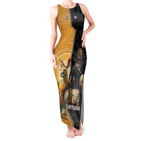 Personalised New Zealand And Australia Rugby Tank Maxi Dress 2024 All Black Wallabies Mascots Together LT14 Women Black - Polynesian Pride