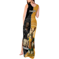 Personalised New Zealand And Australia Rugby Tank Maxi Dress 2024 All Black Wallabies Mascots Together LT14 - Polynesian Pride