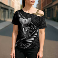 Personalised All Black New Zealand Darts Cross Shoulder Shirt Aoteroa Fern Maori Galaxy Style LT14 - Polynesian Pride