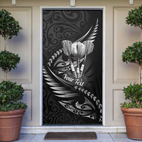 Personalised All Black New Zealand Darts Door Cover Aoteroa Fern Maori Galaxy Style LT14 Black - Polynesian Pride
