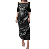 Personalised All Black New Zealand Darts Family Matching Puletasi and Hawaiian Shirt Aoteroa Fern Maori Galaxy Style