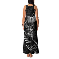 Personalised All Black New Zealand Darts Family Matching Tank Maxi Dress and Hawaiian Shirt Aoteroa Fern Maori Galaxy Style LT14 - Polynesian Pride