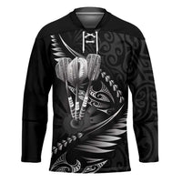 Personalised All Black New Zealand Darts Hockey Jersey Aoteroa Fern Maori Galaxy Style LT14 Unisex Black - Polynesian Pride