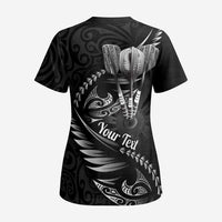 Personalised All Black New Zealand Darts Scrub Top Aoteroa Fern Maori Galaxy Style - Polynesian Pride