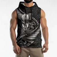 Personalised All Black New Zealand Darts Sleeveless Hoodie Aoteroa Fern Maori Galaxy Style LT14 - Polynesian Pride