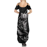 Personalised All Black New Zealand Darts Summer Maxi Dress Aoteroa Fern Maori Galaxy Style LT14 - Polynesian Pride