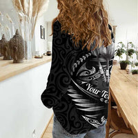 Personalised All Black New Zealand Darts Women Casual Shirt Aoteroa Fern Maori Galaxy Style LT14 - Polynesian Pride