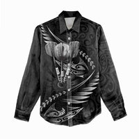 Personalised All Black New Zealand Darts Women Casual Shirt Aoteroa Fern Maori Galaxy Style LT14 - Polynesian Pride