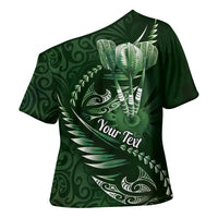 Personalised All Green New Zealand Darts Cross Shoulder Shirt Aoteroa Fern Maori Galaxy Style LT14 - Polynesian Pride