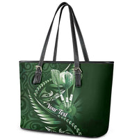 Personalised All Green New Zealand Darts Leather Tote Bag Aoteroa Fern Maori Galaxy Style LT14 - Polynesian Pride
