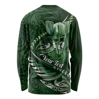 Personalised All Green New Zealand Darts Long Sleeve Shirt Aoteroa Fern Maori Galaxy Style LT14 - Polynesian Pride