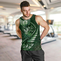 Personalised All Green New Zealand Darts Men Tank Top Aoteroa Fern Maori Galaxy Style LT14 Green - Polynesian Pride