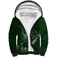 Personalised All Green New Zealand Darts Sherpa Hoodie Aoteroa Fern Maori Galaxy Style LT14 Unisex Green - Polynesian Pride