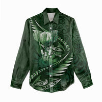 Personalised All Green New Zealand Darts Women Casual Shirt Aoteroa Fern Maori Galaxy Style LT14 - Polynesian Pride