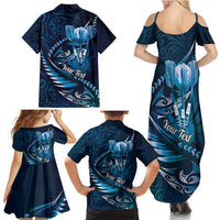 Personalised All Blue New Zealand Darts Family Matching Summer Maxi Dress and Hawaiian Shirt Aoteroa Fern Maori Galaxy Style LT14 - Polynesian Pride